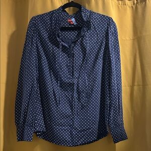 Merona Navy Blue Polka Dot Button-Up Shirt